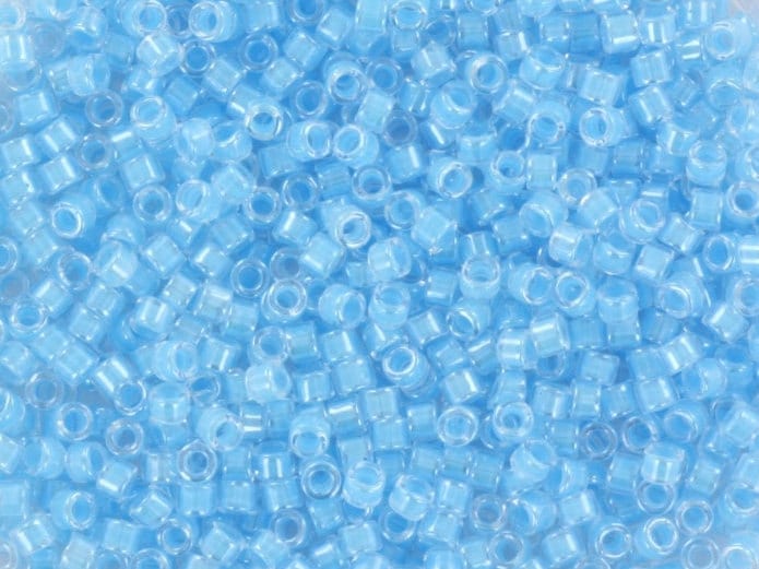 Miyuki Delica beads luminous ocean blue, 5g 11/0 color DB 2039, cylindrical beads, Miyuki blue beads, Miyuki light blue