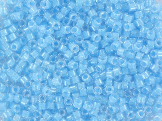 Miyuki Delica beads luminous ocean blue, 5g 11/0 color DB 2039, cylindrical beads, Miyuki blue beads, Miyuki light blue