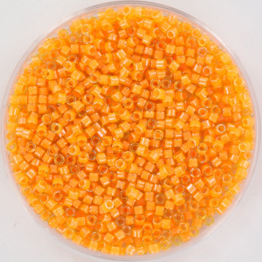 Miyuki Delica beads luminous mango, 5g 11/0 color DB 2045, cylindrical beads, Miyuki orange beads, Miyuki light orange, dark yellow