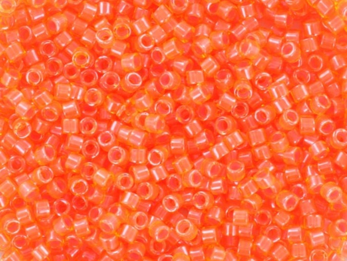 Miyuki Delica beads luminous bittersweet, 5g 11/0 color DB 2047, cylindrical beads, Miyuki orange beads, Miyuki neon orange