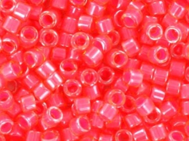 Miyuki Delica beads luminous poppy red, size 11/0, color DB2051, cylindrical beads, Miyuki neon red, Miyuki luminous colors