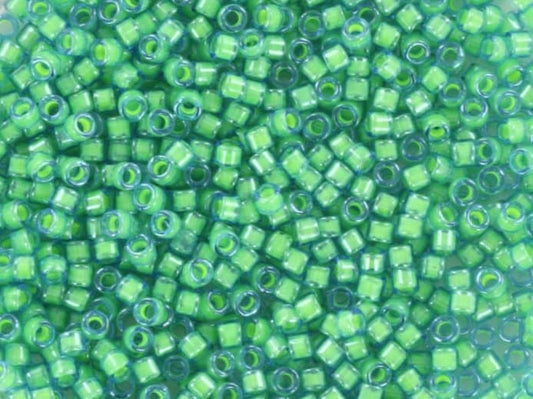 Miyuki Delica beads luminous mermaid green, 5g 11/0 color DB 2053, cylindrical beads, Miyuki green beads, Miyuki neon green