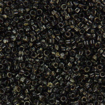 Miyuki Delica beads opaque picasso black, 5g 11/0 DB2261, cylindrical beads, marbled black, DB 2261, Delica opaque black