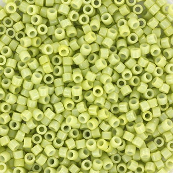 Miyuki Delica beads duracoat opaque fennel, 5g 11/0 DB2123, cylindrical beads, light green Miyuki, DB 2123, Delica opaque green