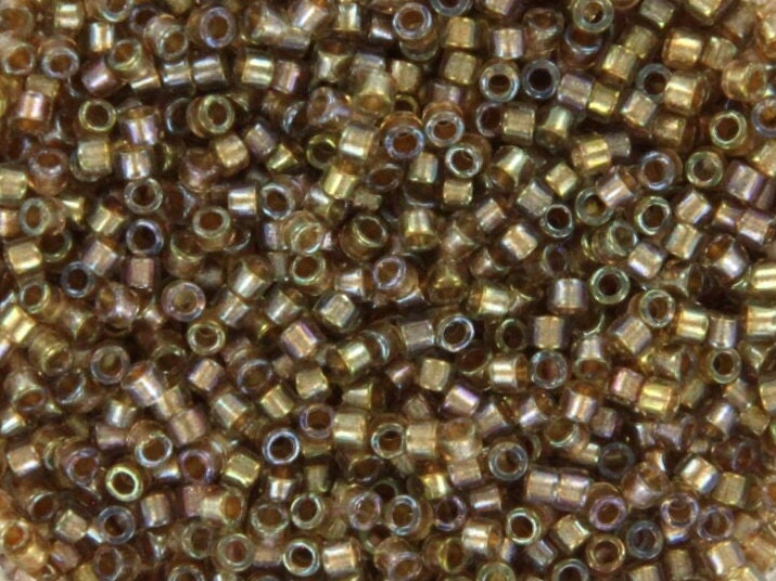 Miyuki Delica beads fancy lined moth, 5g 11/0 DB2396, cylindrical beads, color lined brown Miyuki, color DB 2396, Delica beige