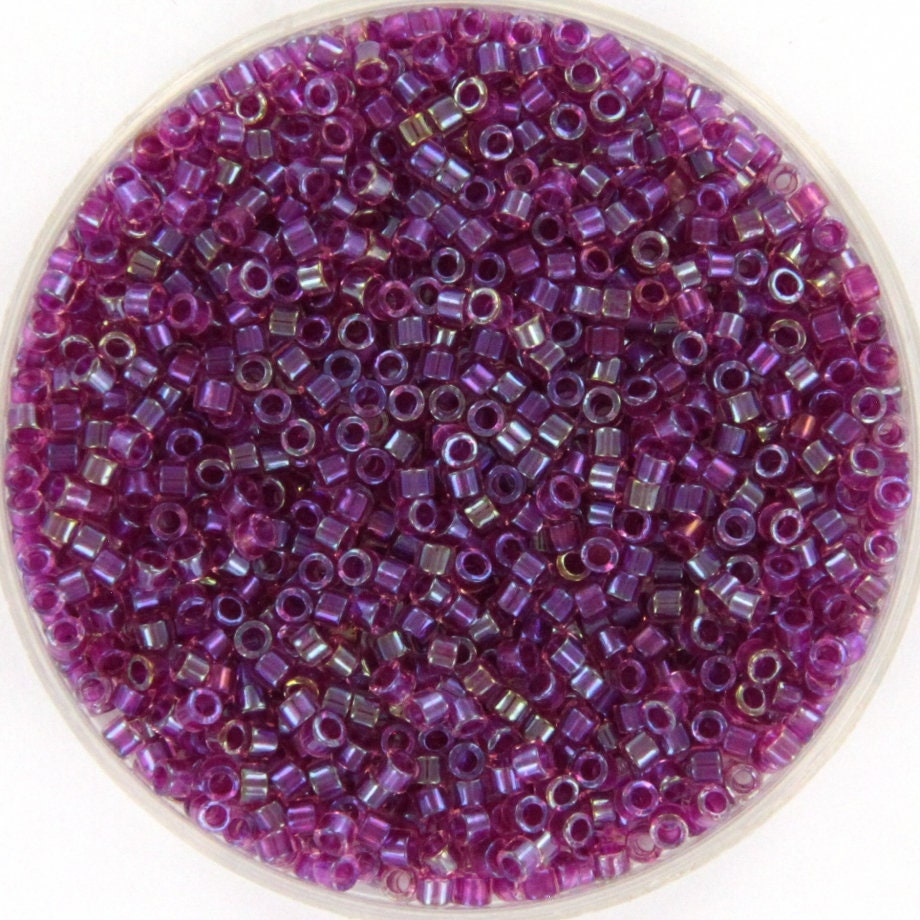 Miyuki Delica beads fancy lined magenta, 5g 11/0 DB2389, cylindrical beads, color lined purple Miyuki, color DB 2389, Delica pink