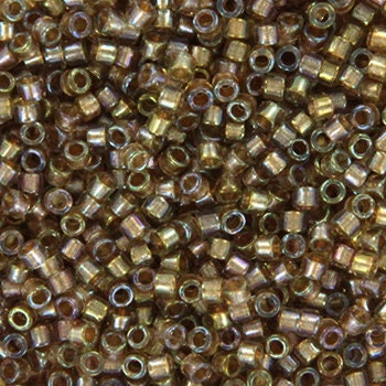 Miyuki Delica beads fancy lined moth, 5g 11/0 DB2396, cylindrical beads, color lined brown Miyuki, color DB 2396, Delica beige