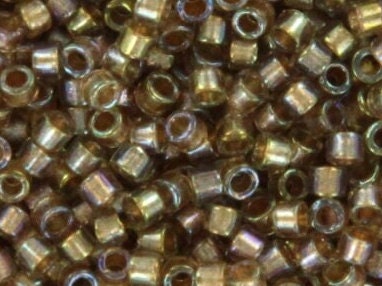 Miyuki Delica beads fancy lined moth, 5g 11/0 DB2396, cylindrical beads, color lined brown Miyuki, color DB 2396, Delica beige