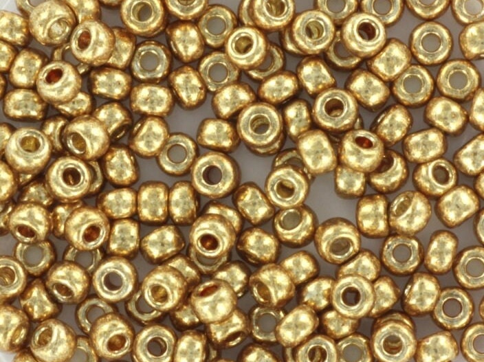 Miyuki seed beads duracoat galvanized champagne gold size 8/0 4204, round rocailles, 3mm big gold seed beads, japanese beads, glass beads