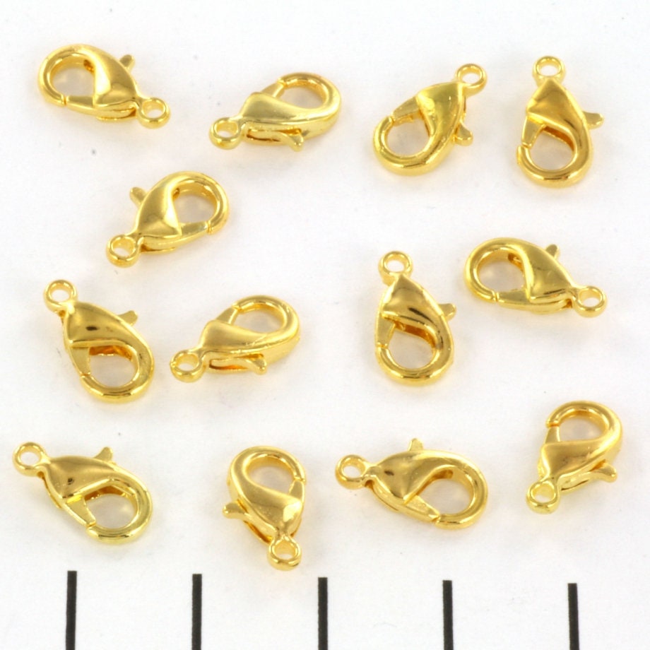 Lobster clasp for jewellery 12mm, gold plated lobaster claw, jewellery closure, carabiner clasp