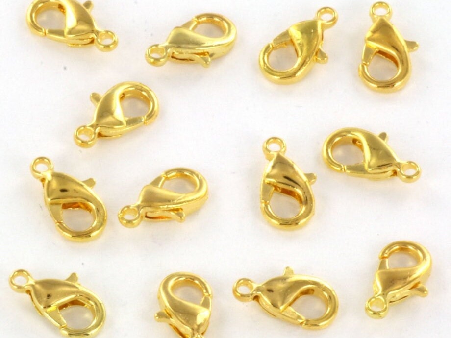 Lobster clasp for jewellery 12mm, gold plated lobaster claw, jewellery closure, carabiner clasp