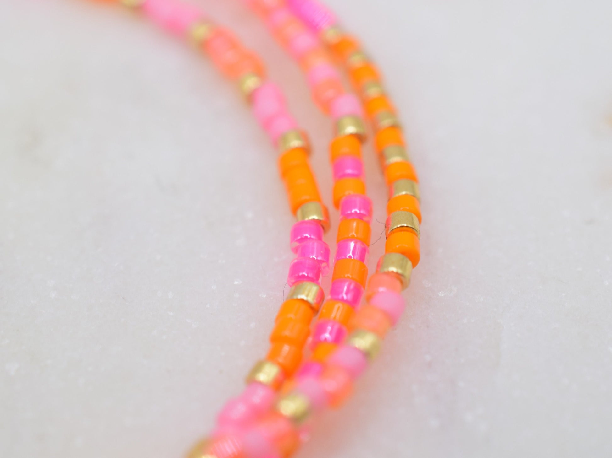 Pink beaded bracelet, multi strand bracelet, friendship bracelet, Miyuki Delica bracelet neon colors, birthday gift for best friend