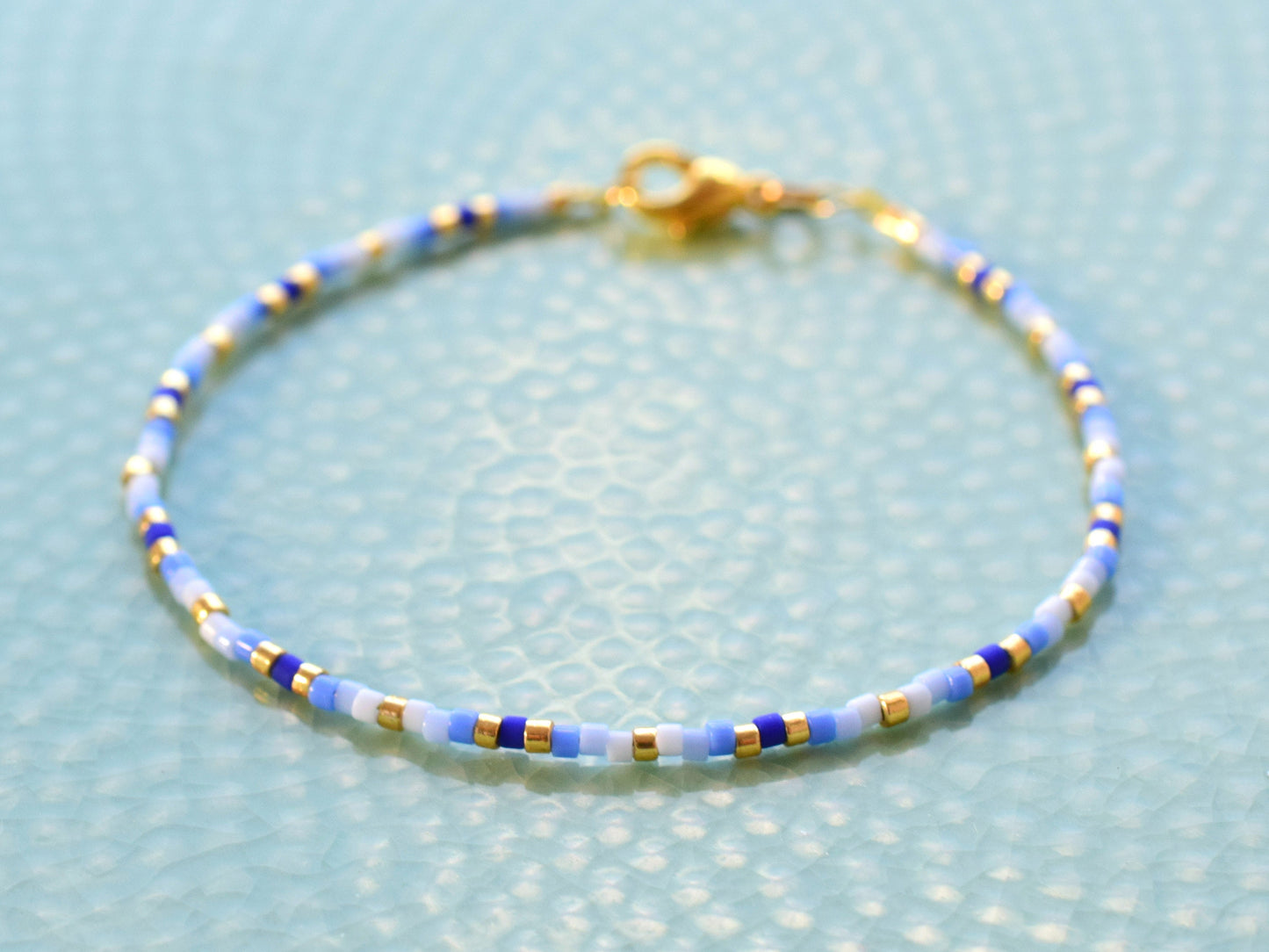 Dainty beaded bracelet, blue bead bracelet, friendship bracelet, small gifts for girlfriend, birthday gift for women, Miyuki bracelet