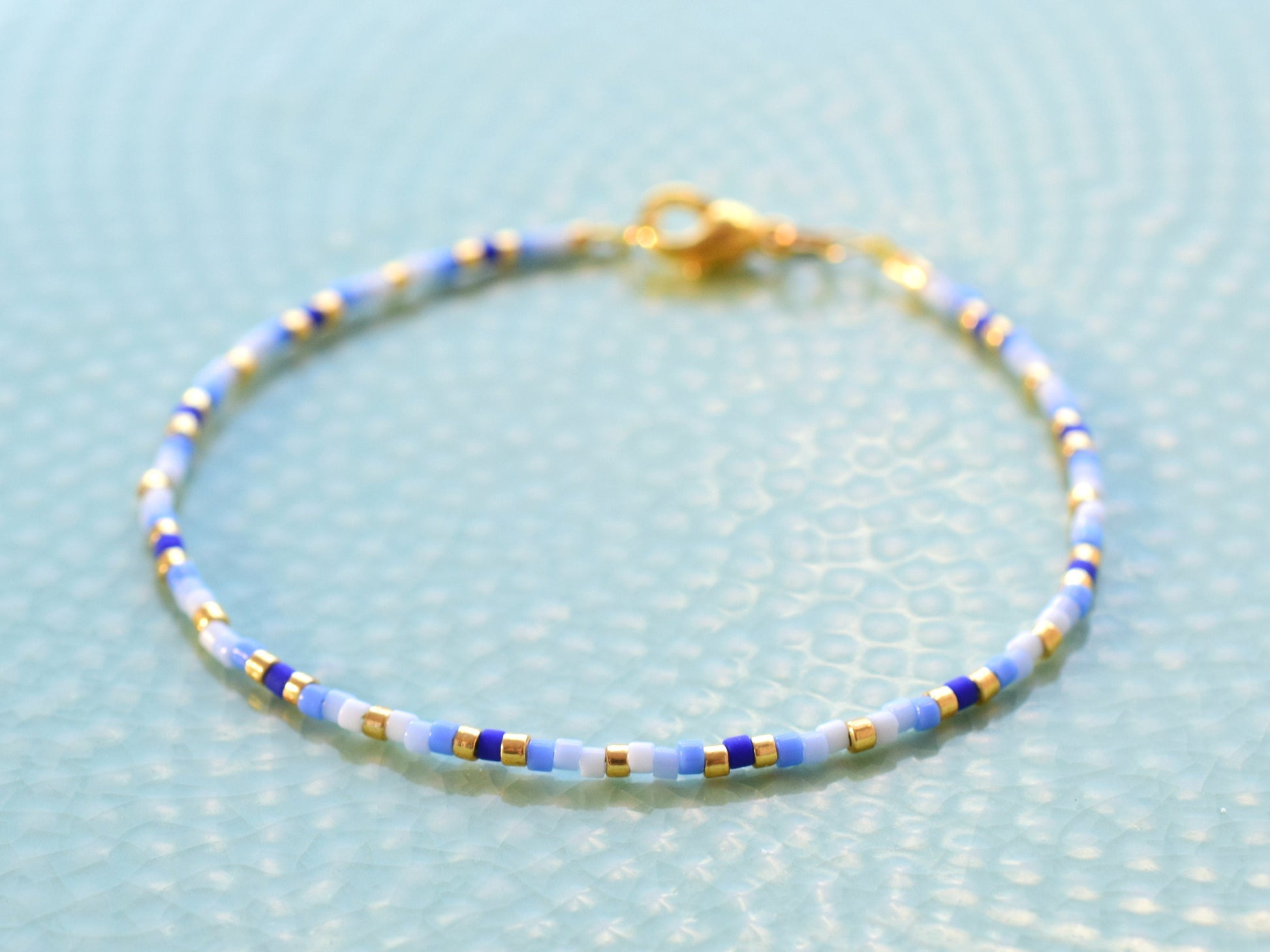 Dainty beaded bracelet, blue bead bracelet, friendship bracelet, small gifts for girlfriend, birthday gift for women, Miyuki bracelet