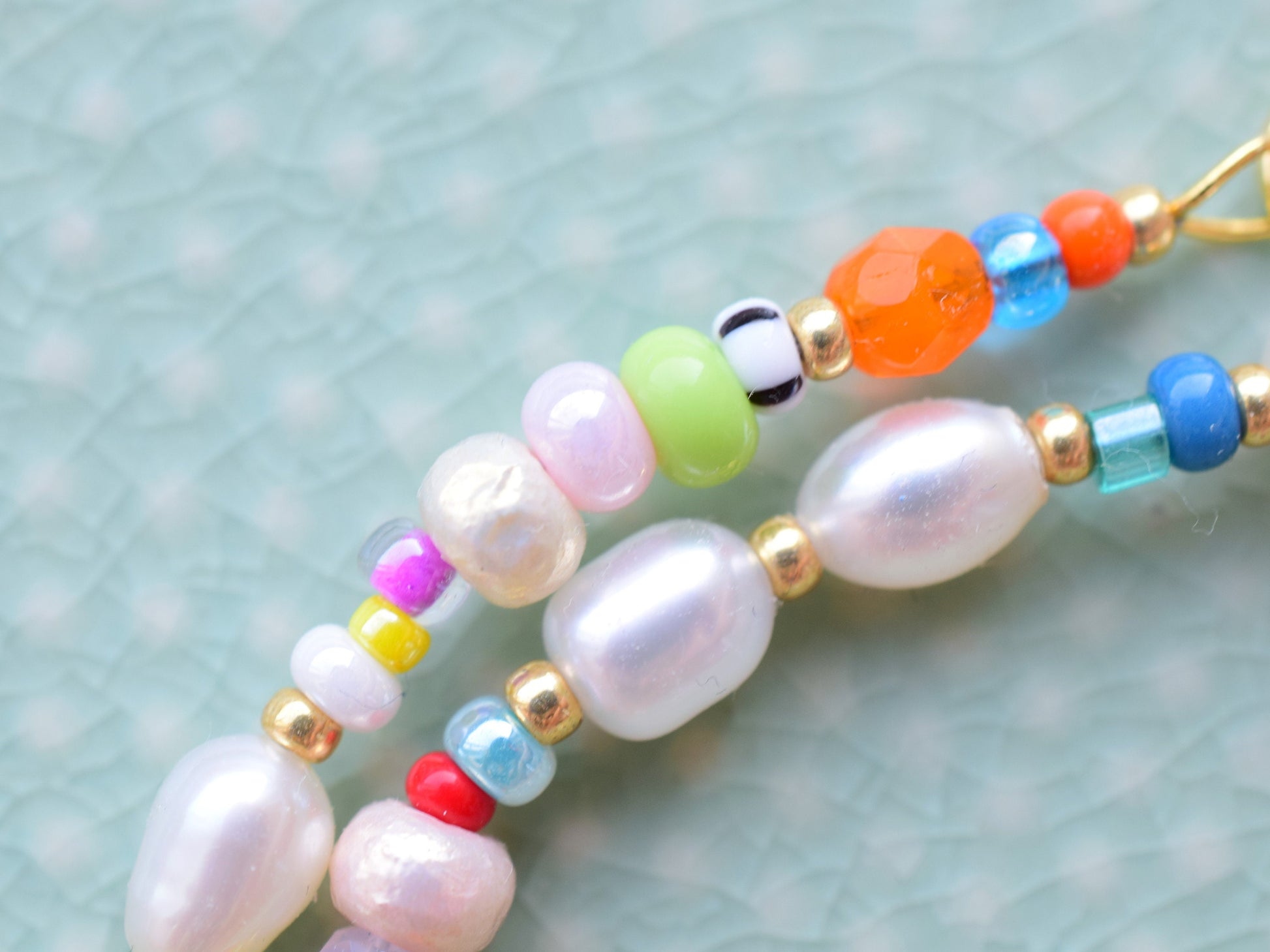 Colorful beaded necklace, freshwater pearl necklace, birthday gift for best friend, colorful summer jewelry, irregular pearl choker