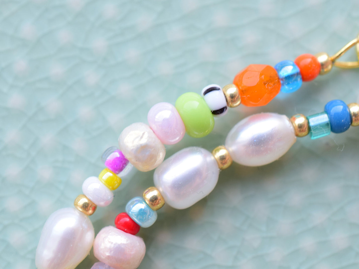 Colorful beaded necklace, freshwater pearl necklace, birthday gift for daughter, colorful summer jewellery, irregular pearl necklace