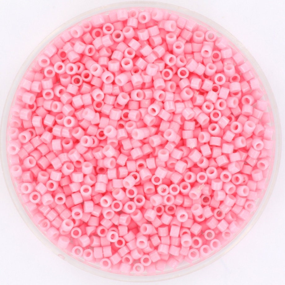 Miyuki Delica beads duracoat opaque dyed light carnation, 5g 11/0 DB 2116, cylindrical beads, light pink beads