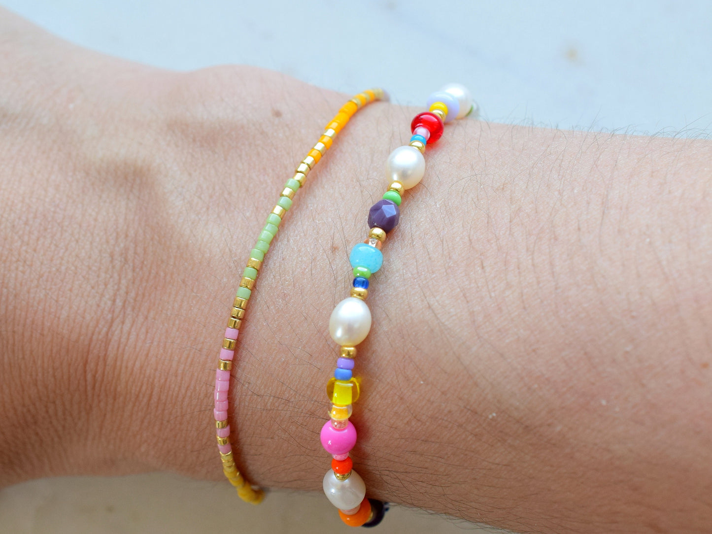 Colorful beaded bracelet mixed beads, dainty bracelet Miyuki Delica, birthday gift for best friend, friendship bracelet, rainbow bracelet