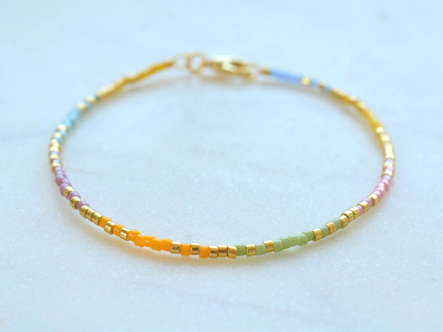 Colorful beaded bracelet mixed beads, dainty bracelet Miyuki Delica, birthday gift for best friend, friendship bracelet, rainbow bracelet