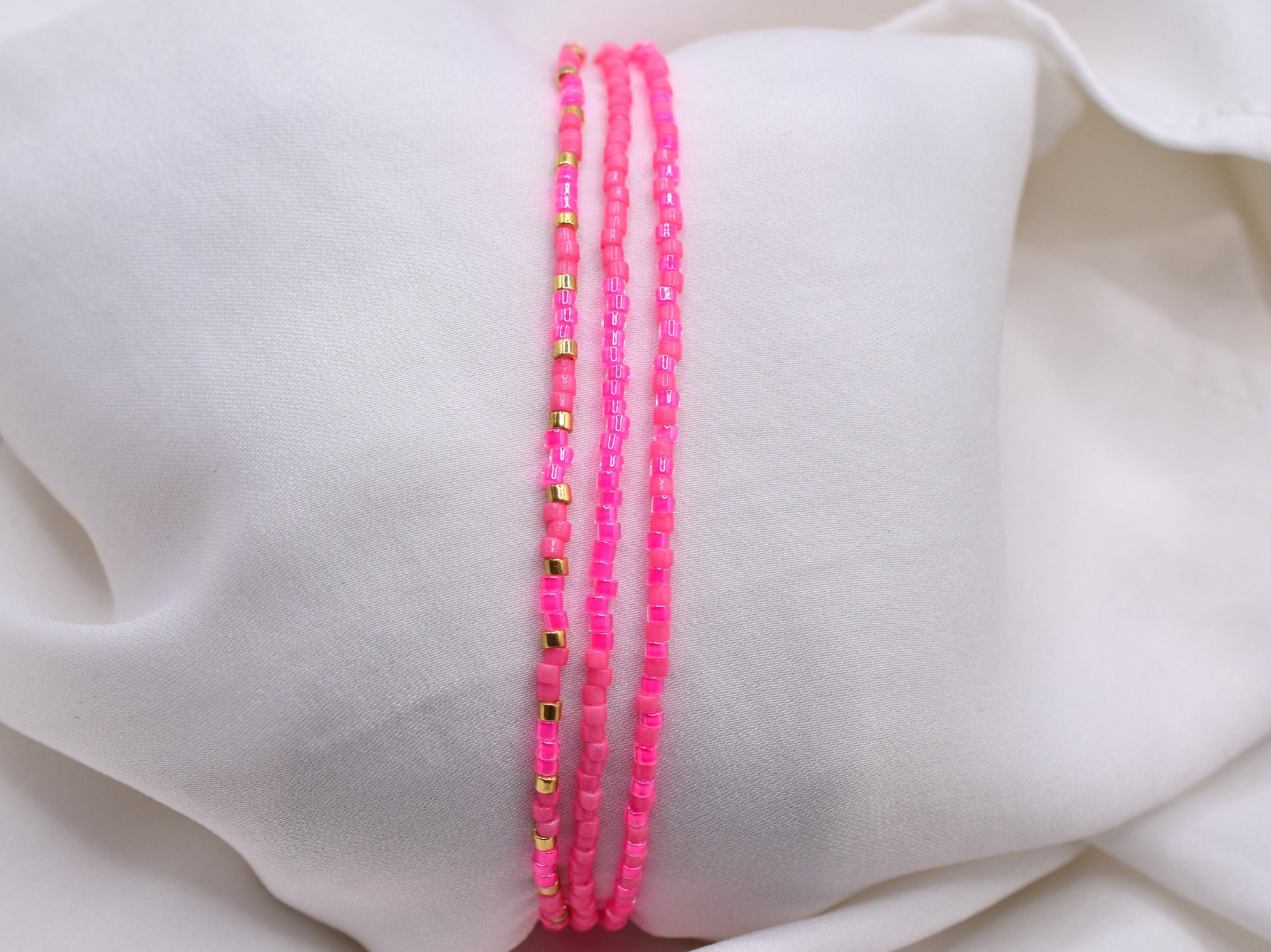 Multi strand bracelet, neon pink bracelet, Miyuki Delica bracelet neon colors, birthday gift for best friend, colorful bracelet beads