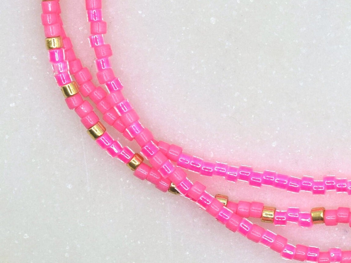 Multi strand bracelet, neon pink bracelet, Miyuki Delica bracelet neon colors, birthday gift for best friend, colorful bracelet beads