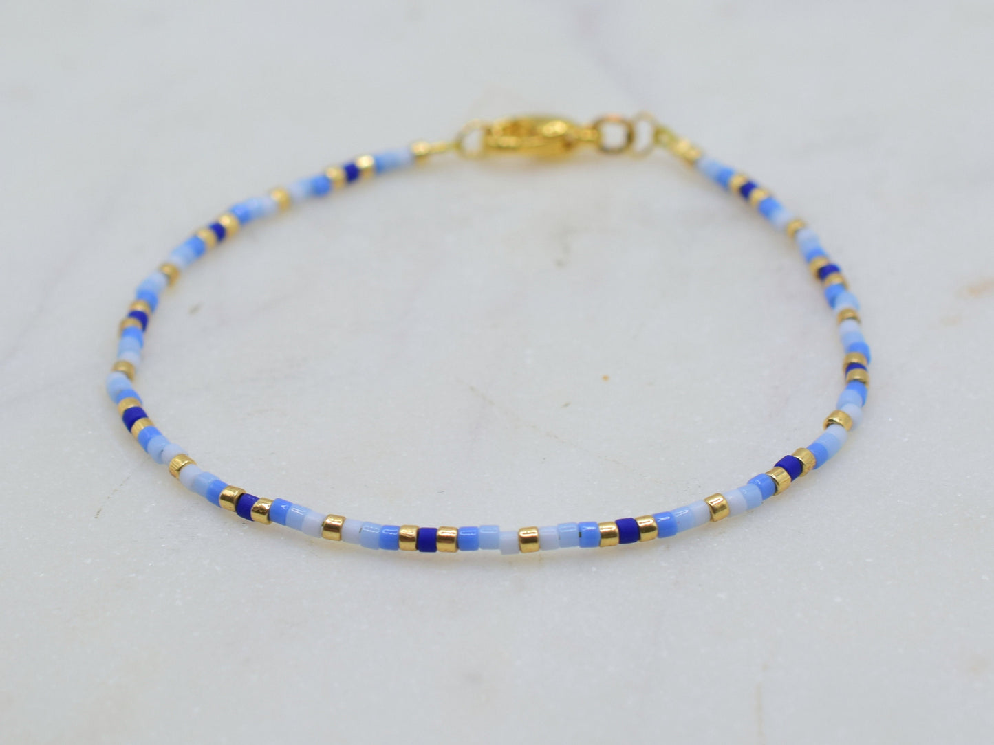 Dainty beaded bracelet, blue bead bracelet, friendship bracelet, small gifts for girlfriend, birthday gift for women, Miyuki bracelet