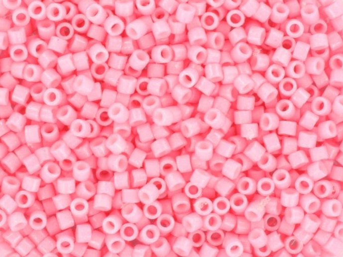 Miyuki Delica beads duracoat opaque dyed light carnation, 5g 11/0 DB 2116, cylindrical beads, light pink beads