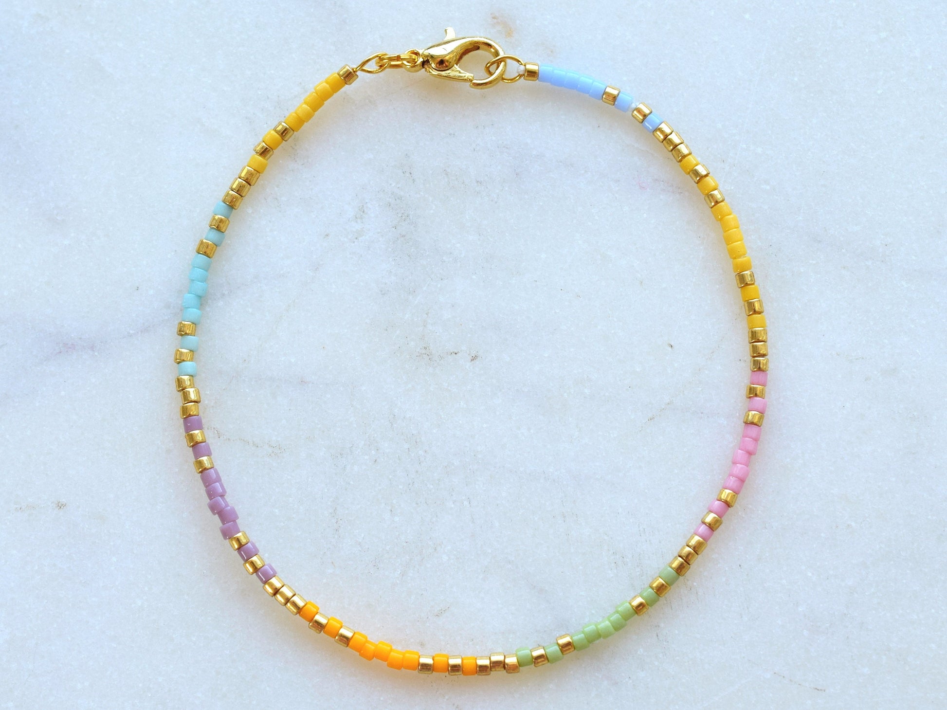 Colorful beaded bracelet mixed beads, dainty bracelet Miyuki Delica, birthday gift for best friend, friendship bracelet, rainbow bracelet