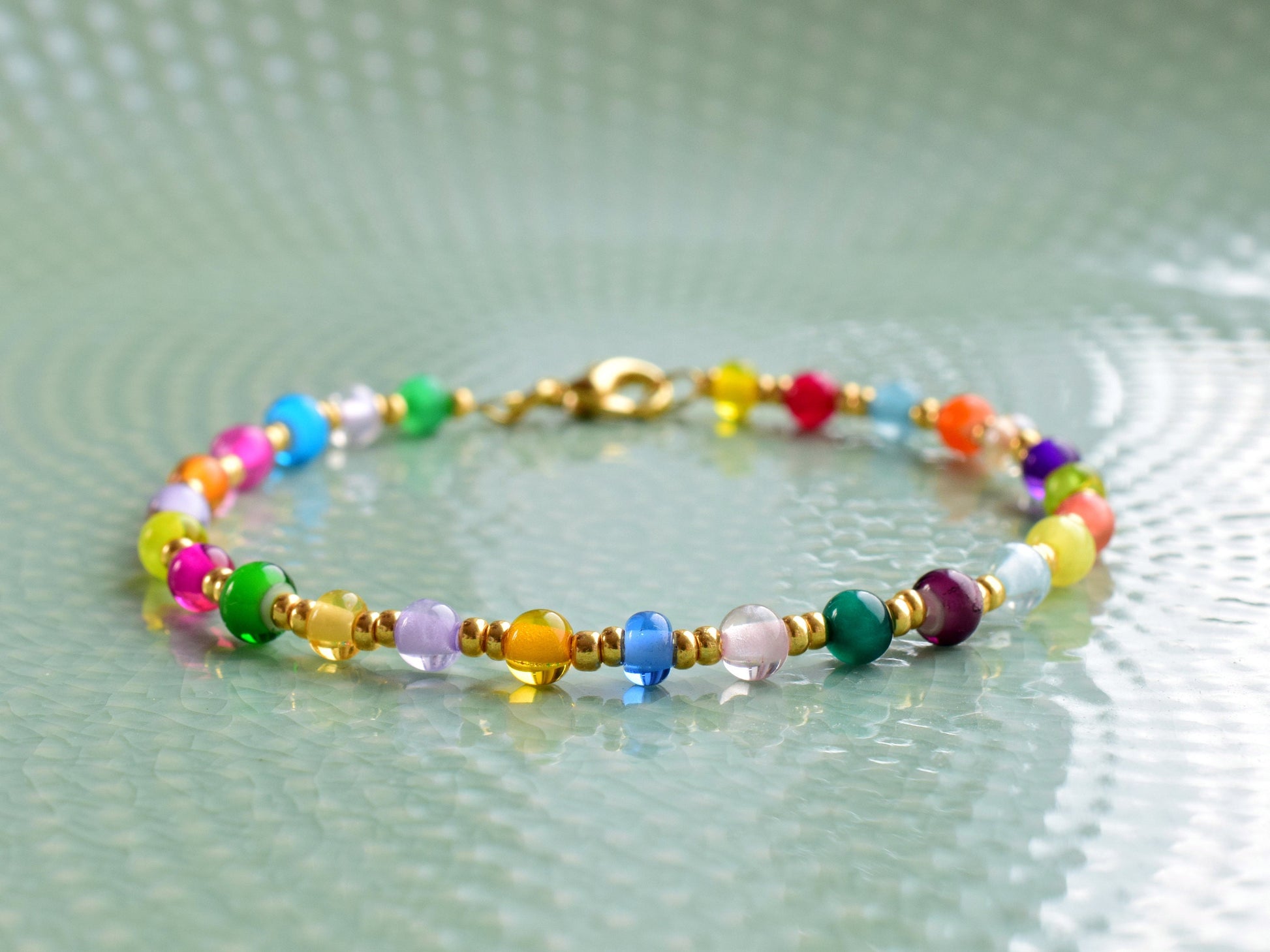 Colorful bead bracelet gold, colorful bracelet for women, mixed bead jewelry, friendship bracelet beads, birthday gift for her best friend