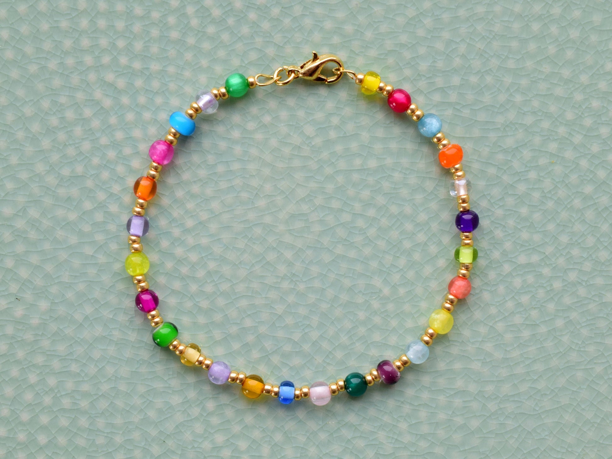 Colorful bead bracelet gold, colorful bracelet for women, mixed bead jewelry, friendship bracelet beads, birthday gift for her best friend