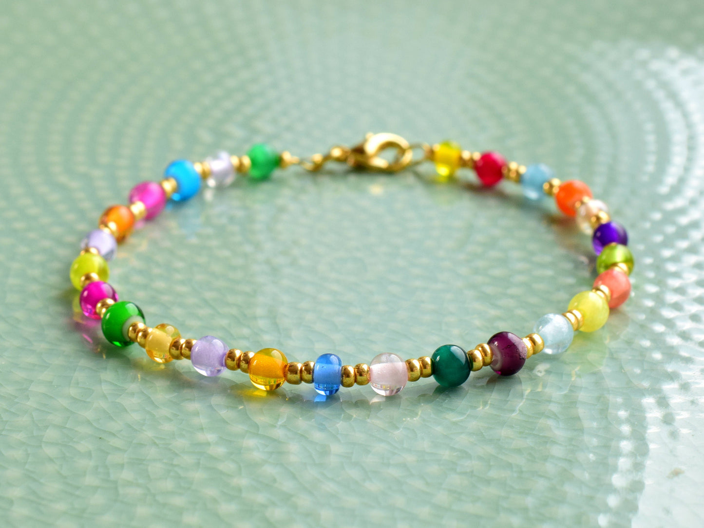 Colorful bead bracelet gold, colorful bracelet for women, mixed bead jewelry, friendship bracelet beads, birthday gift for her best friend