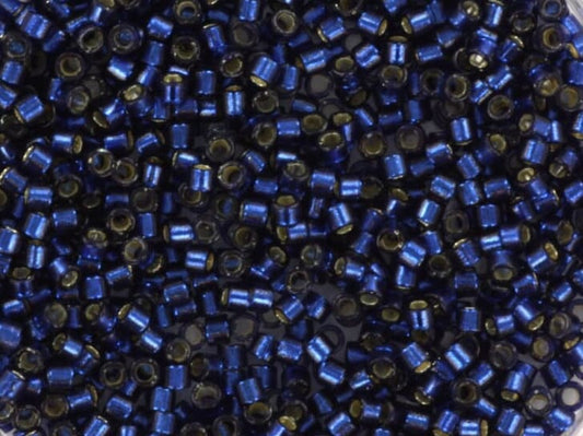 Miyuki Delica beads duracoat silverlined dyed navy blue, 5g 11/0 DB2191, cylindrical beads, transparent blue Miyuki, color 2191, dark blue