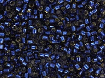 Miyuki Delica beads duracoat silverlined dyed navy blue, 5g 11/0 DB2191, cylindrical beads, transparent blue Miyuki, color 2191, dark blue