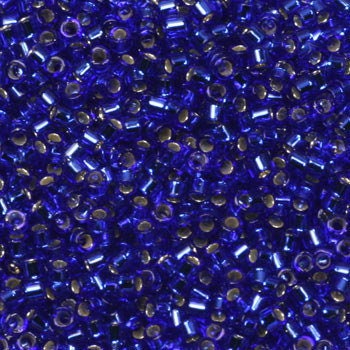 Miyuki Delica beads silverlined cobalt blue, 5g 11/0 DB47, cylindrical beads, transparent blue Miyuki, color DB 47, dark blue