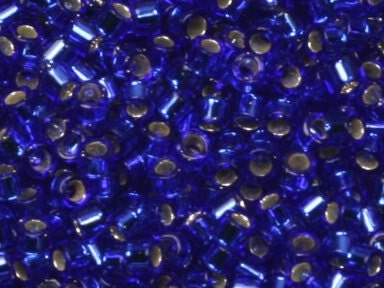 Miyuki Delica beads silverlined cobalt blue, 5g 11/0 DB47, cylindrical beads, transparent blue Miyuki, color DB 47, dark blue