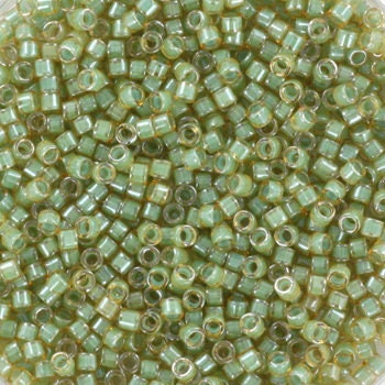 Miyuki Delica beads luminous asparagus green, 5g 11/0 color DB 2052, cylindrical beads, Miyuki green beads, Miyuki neon green