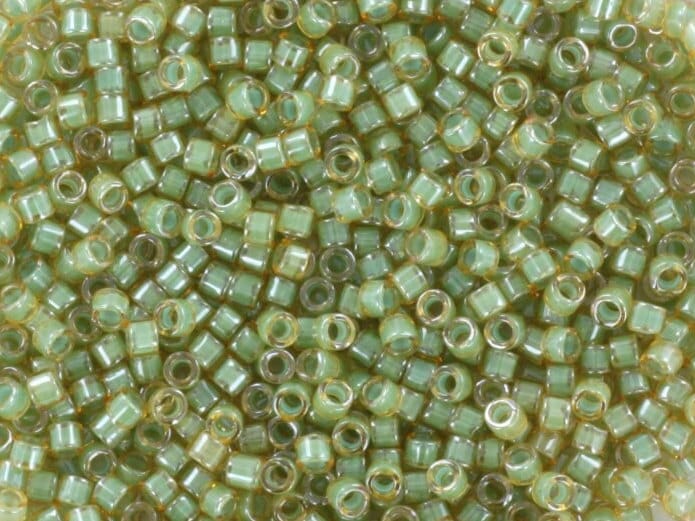 Miyuki Delica beads luminous asparagus green, 5g 11/0 color DB 2052, cylindrical beads, Miyuki green beads, Miyuki neon green