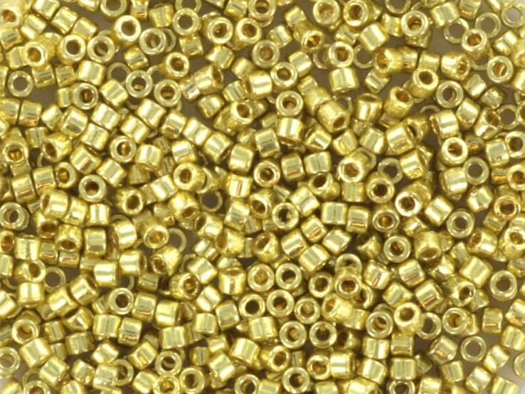 Miyuki Delica beads duracoat galvanized pale soft gold, 5g 11/0 DB 2502, Miyuki delica light gold, yellow gold, color DB2502