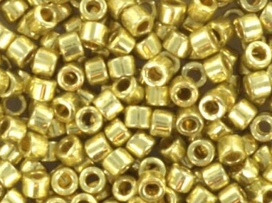 Miyuki Delica beads duracoat galvanized pale soft gold, 5g 11/0 DB 2502, Miyuki delica light gold, yellow gold, color DB2502