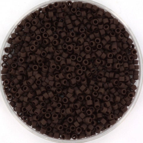 Miyuki Delica beads opaque matte espresso brown, 5g 11/0 color DB 1910, cylindrical beads, dark brown Miyuki DB1910