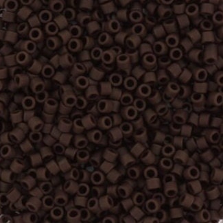 Miyuki Delica beads opaque matte espresso brown, 5g 11/0 color DB 1910, cylindrical beads, dark brown Miyuki DB1910