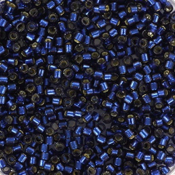 Miyuki Delica beads duracoat silverlined dyed navy blue, 5g 11/0 DB2191, cylindrical beads, transparent blue Miyuki, color 2191, dark blue