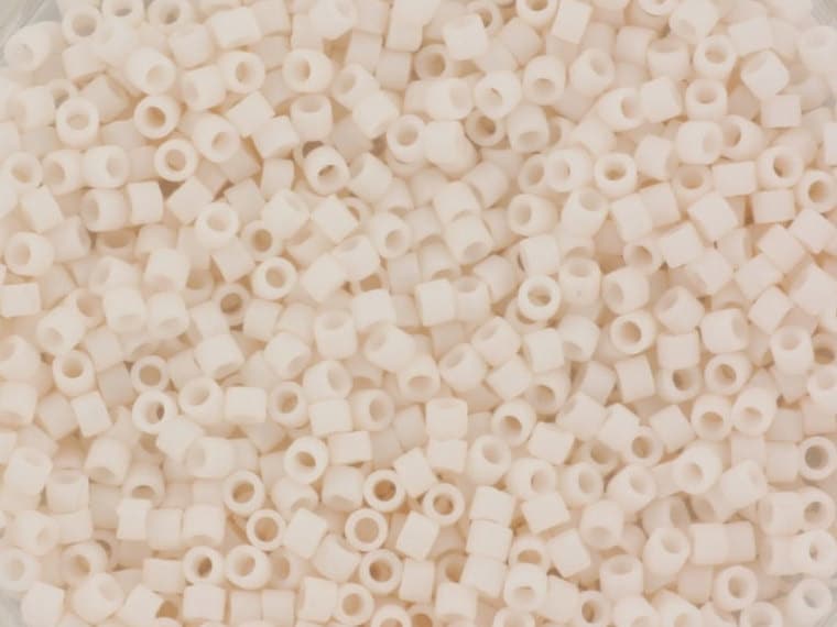 Miyuki Delica beads opaque matte bisque white, 5g 11/0 DB1510, cylindrical beads, off white Miyuki, color DB 1510, light cream