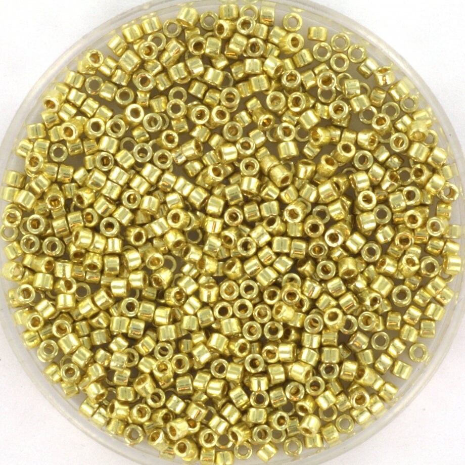 Miyuki Delica beads duracoat galvanized pale soft gold, 5g 11/0 DB 2502, Miyuki delica light gold, yellow gold, color DB2502