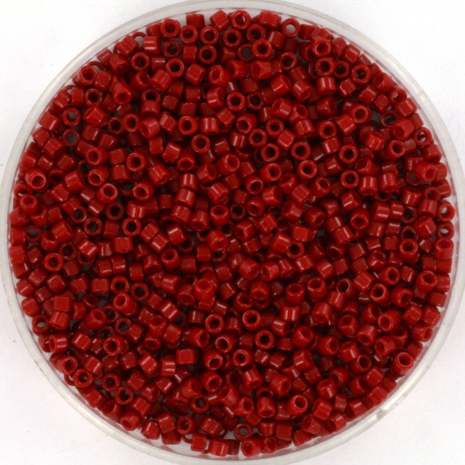 Miyuki Delica beads duracoat opaque dyed garnet red, 5g 11/0 DB2354, cylindrical beads, opaque dark red Miyuki DB 2354