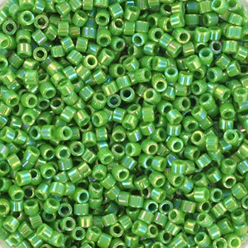 Miyuki Delica beads opaque ab green, 5g 11/0 color DB 163, cylindrical beads, Delica beads DB164, luster green