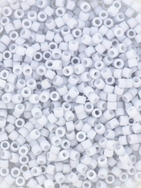 Miyuki Delica beads opaque matte pale blue gray, 5g 11/0 DB357, cylindrical beads, opaque light gray Miyuki DB 357, Miyuki pastel colors