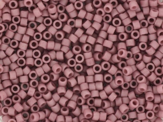 Miyuki Delica beads opaque glazed frosted mauve, 5g 11/0 DB2294, cylindrical beads, matte luster violet, dark pink, color DB 2294