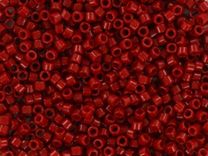 Miyuki Delica beads duracoat opaque dyed garnet red, 5g 11/0 DB2354, cylindrical beads, opaque dark red Miyuki DB 2354