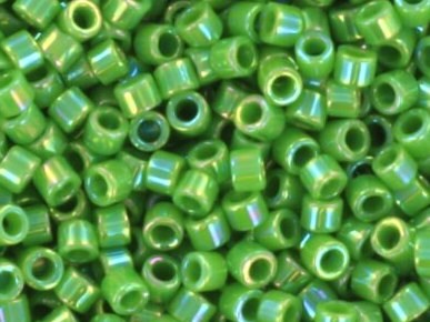 Miyuki Delica beads opaque ab green, 5g 11/0 color DB 163, cylindrical beads, Delica beads DB164, luster green